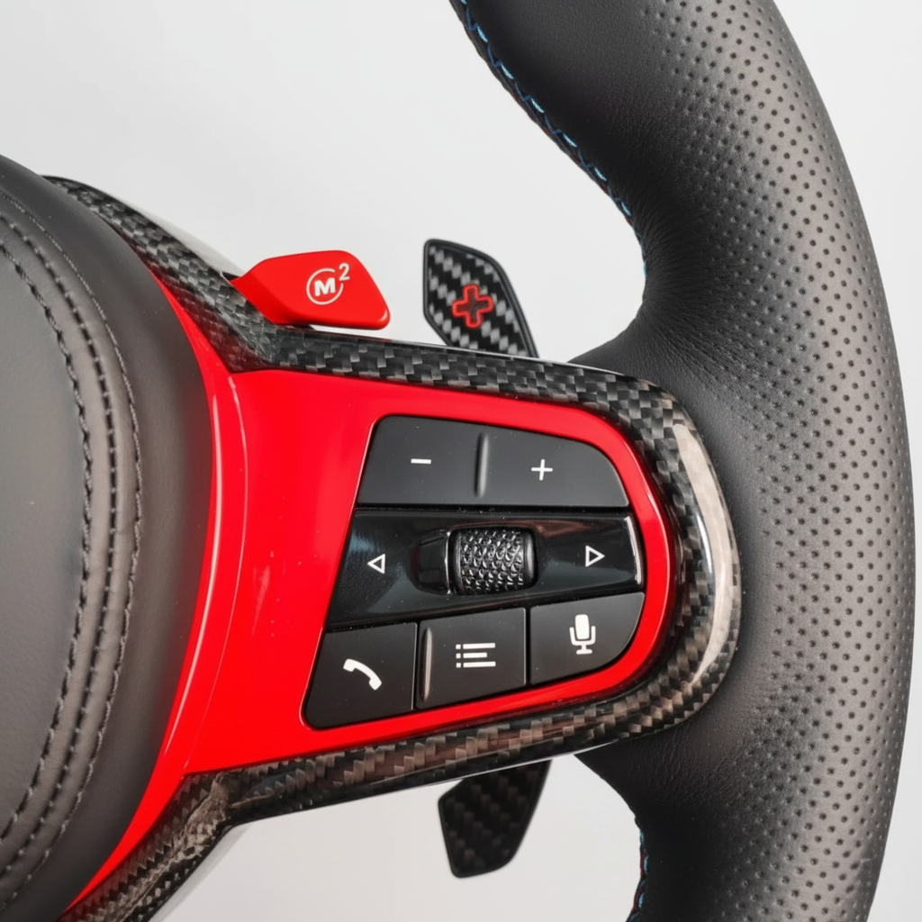 M-CS Sportstuur – Carbon Fiber & Leder | M1 / M2 | Red Edition