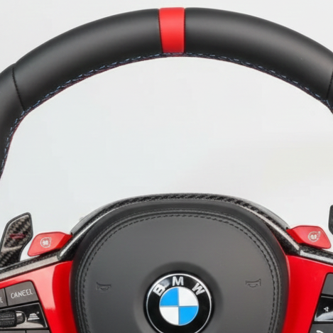 M-CS Sportstuur – Carbon Fiber & Leder | M1 / M2 | Red Edition