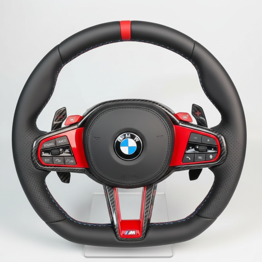 M-CS Sportstuur – Carbon Fiber & Leder | M1 / M2 | Red Edition