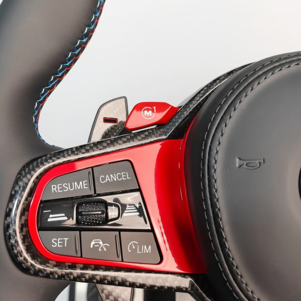 M-CS Sportstuur – Carbon Fiber & Leder | M1 / M2 | Red Edition