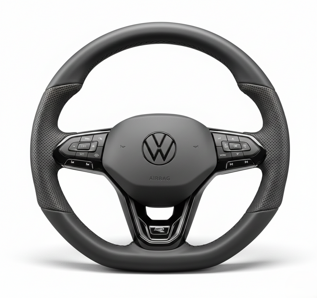 R-stuurwiel met airbag – Black Edition, leder