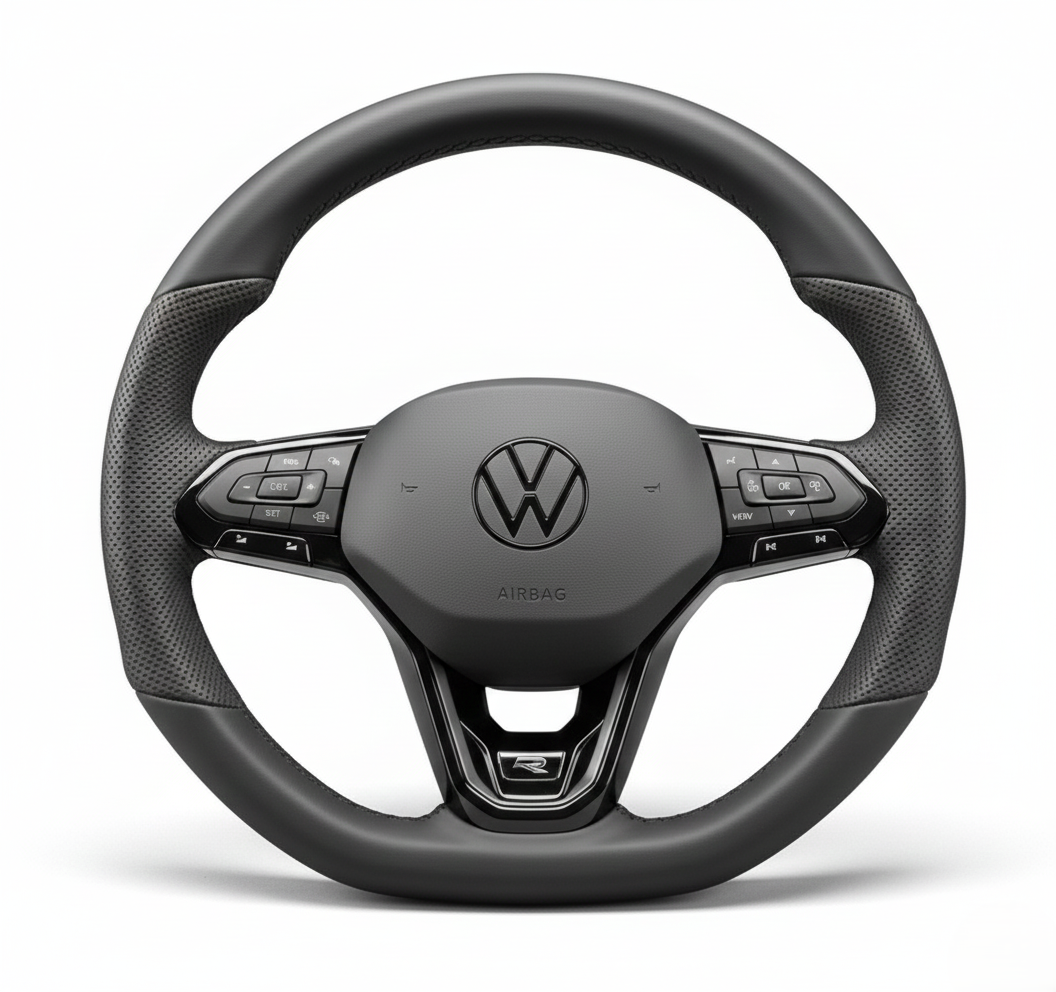 R-stuurwiel met airbag – Black Edition, leder