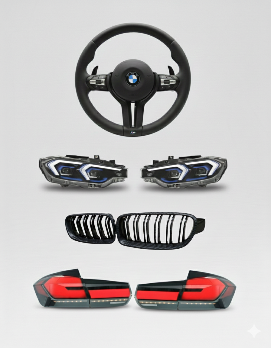 BMW M Combo XL – LED Koplampen, LED Achterlichten, Sportstuur & M-Look Niergrilles