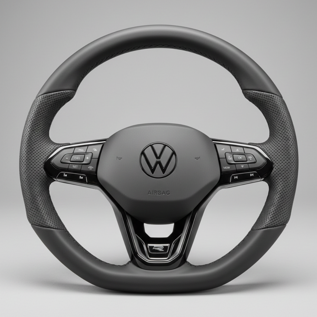 R-stuurwiel met airbag – Black Edition, leder