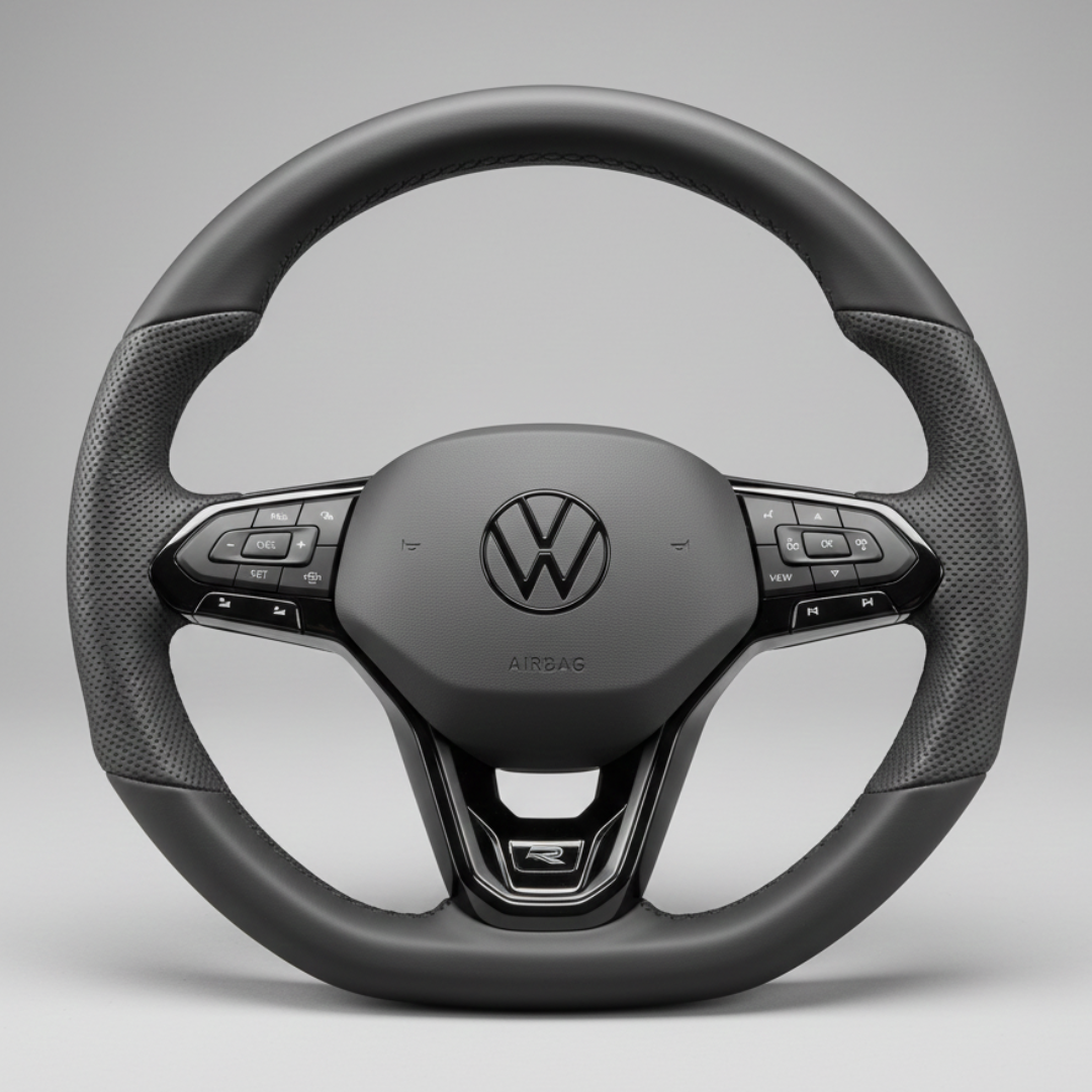 R-stuurwiel met airbag – Black Edition, leder